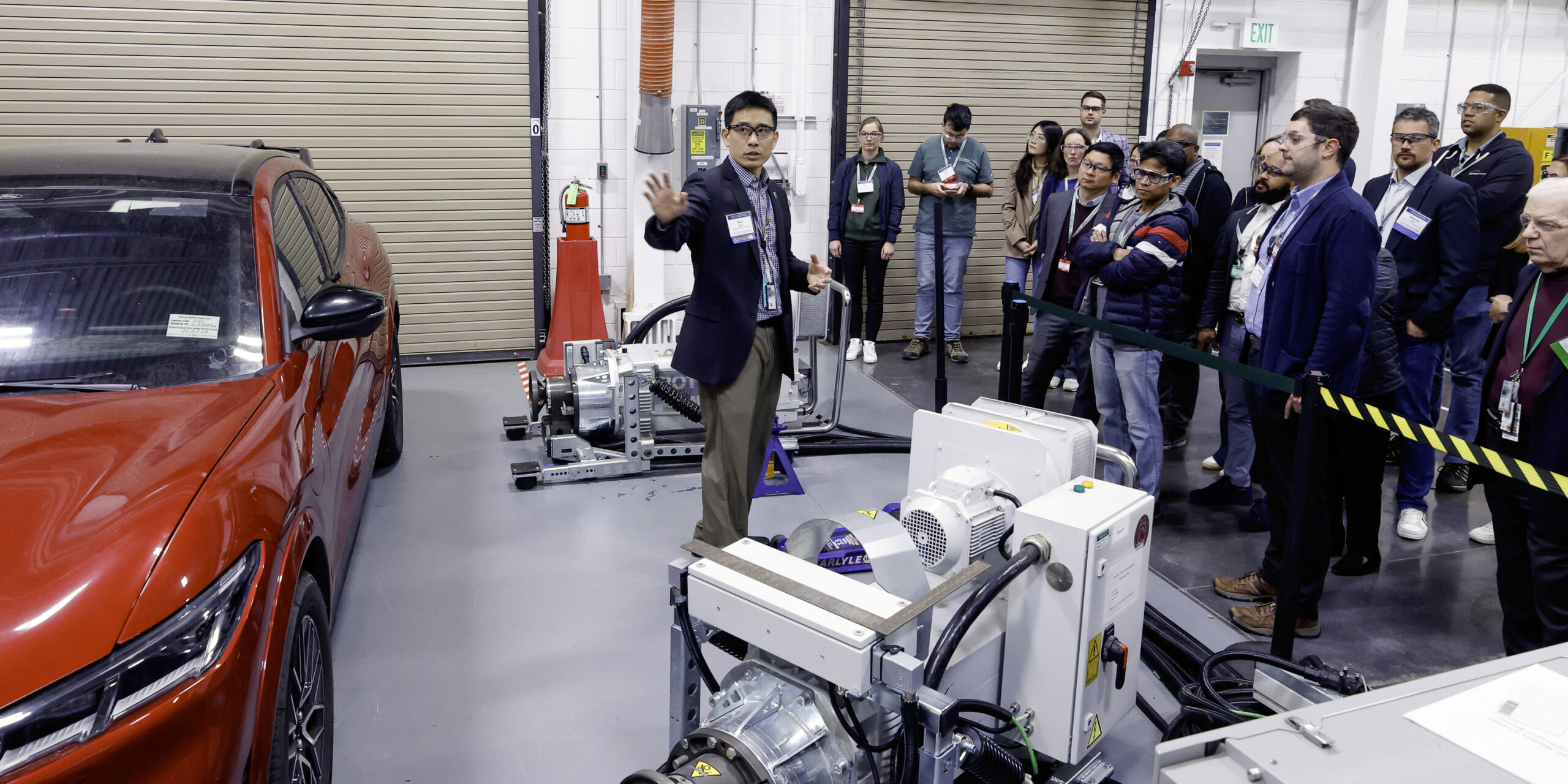 Jens Dilling, associate laboratory director for the Neutron Sciences Directorate, leads a tour of the Spallation Neutron Source as part of the German-American Frontiers of Engineering Symposium.