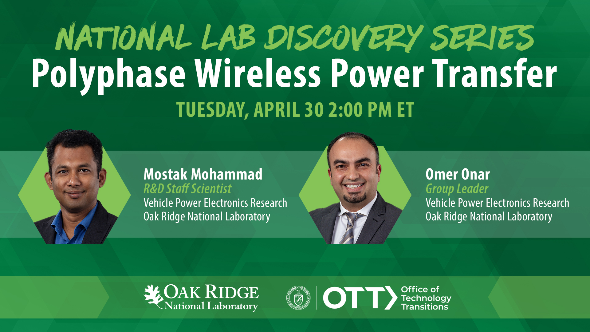 ORNL researchers to present wireless charging technology in OTT’s Discovery Series webinar