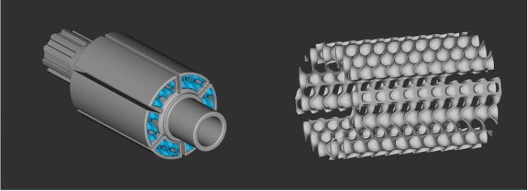By using computer-aided design and additive manufacturing, developers can improve the performance characteristics of geothermal tools, such as this optimized rotor design, and reduce production cost. Credit: ORNL/U.S. Dept. of Energy