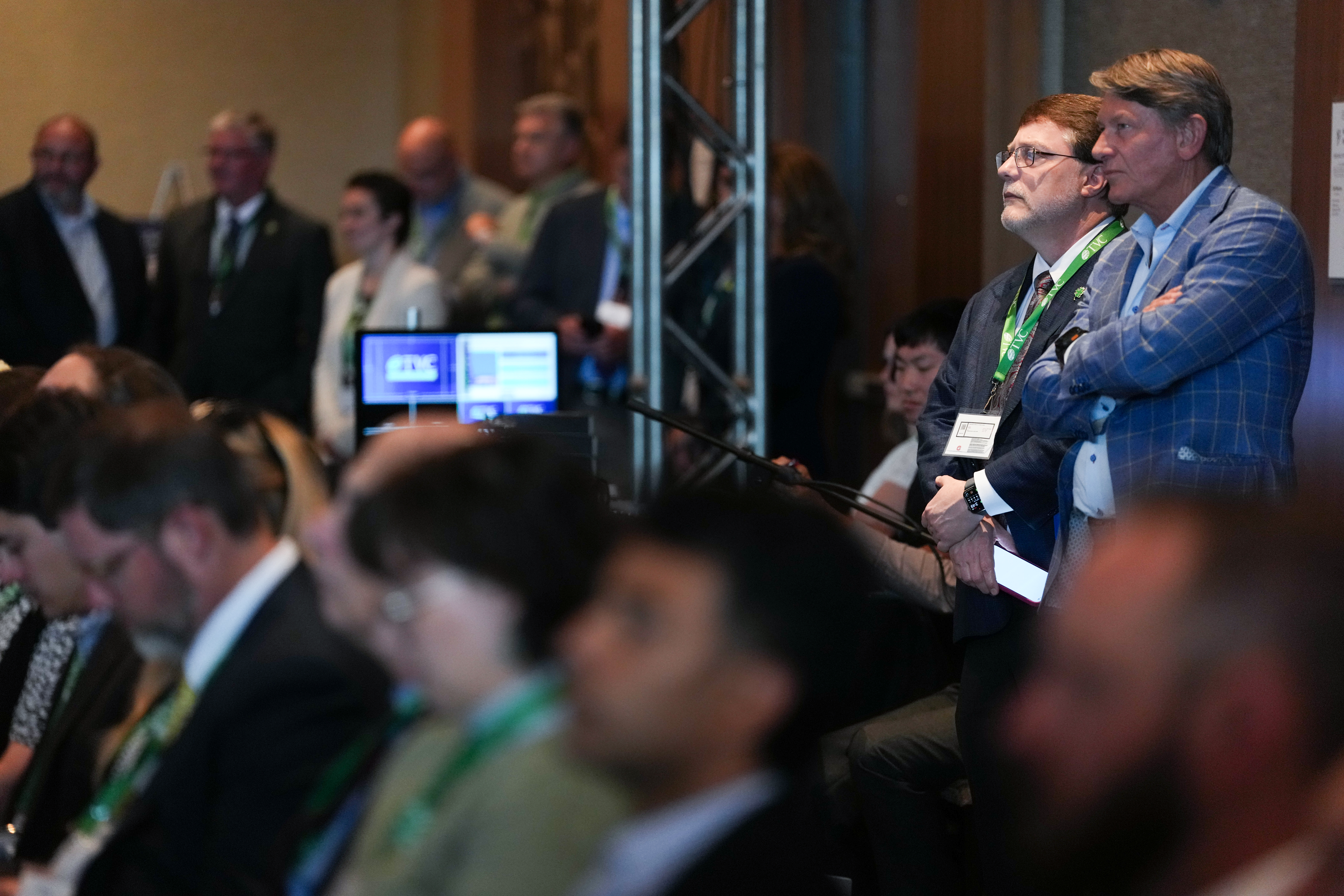 Conference attendees listen to speakers during the Tennessee Valley Corridor 2026 National Summit in Chattanooga, Tennessee. The event brings together leaders from government, industry, academia and national laboratories to discuss quantum technologies, artificial intelligence, nuclear energy and regional economic development initiatives.