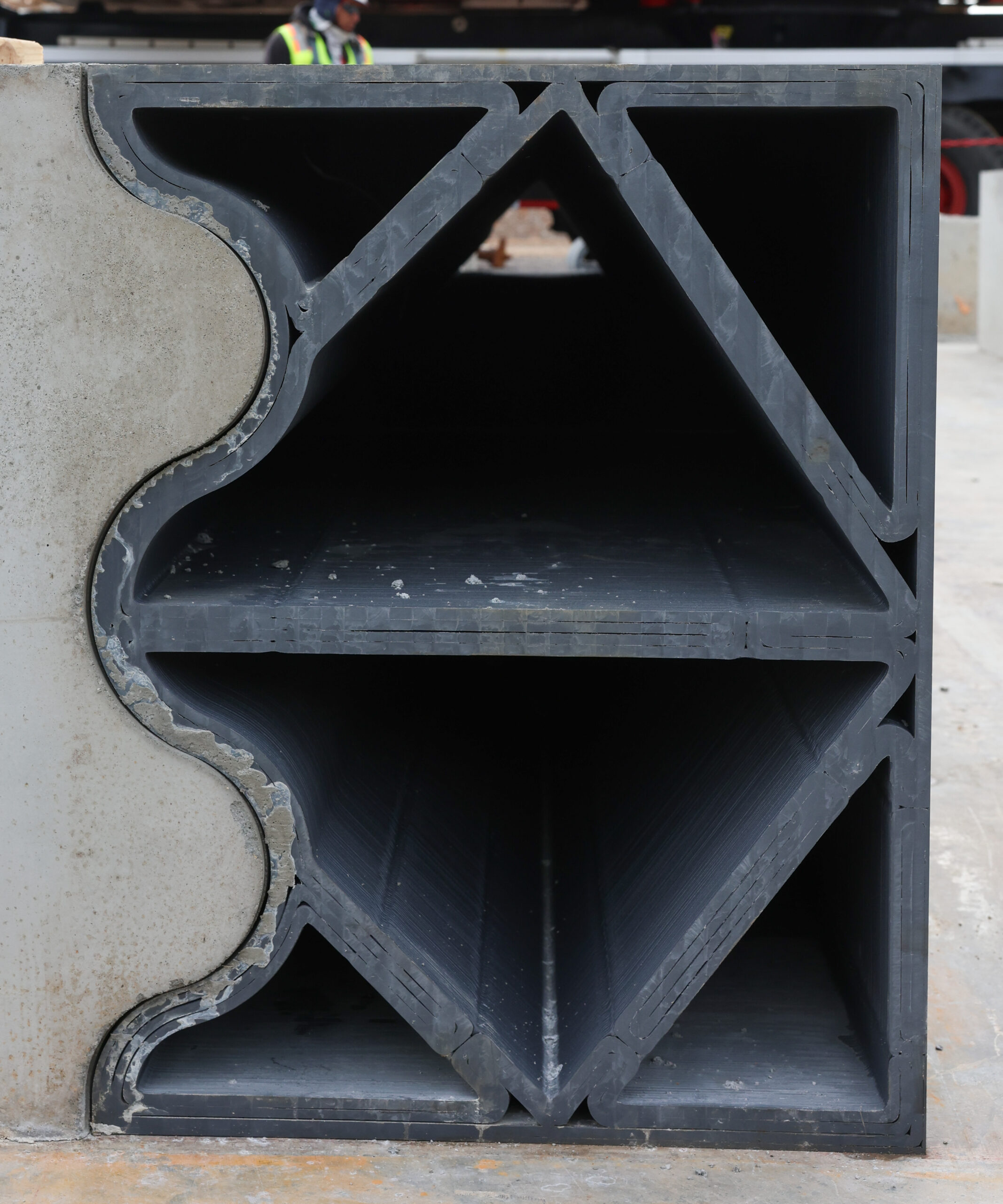 A black 3D-printed hollow mold
